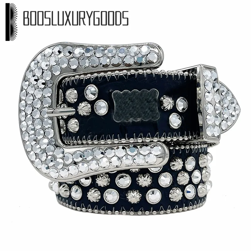 2022 Designer Belt Bb Simon Belts for Men Women Shiny diamond belt Black on Black Blue white multicolour