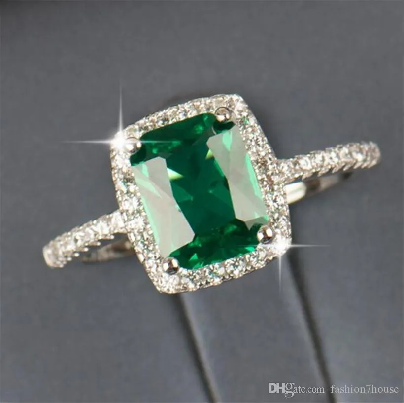 Big Promotion 3ct Real 925 Silver Ring SWA Element Diamond Emerald Gemstone Rings For Women Wholesale Wedding Engagement Jewelry New