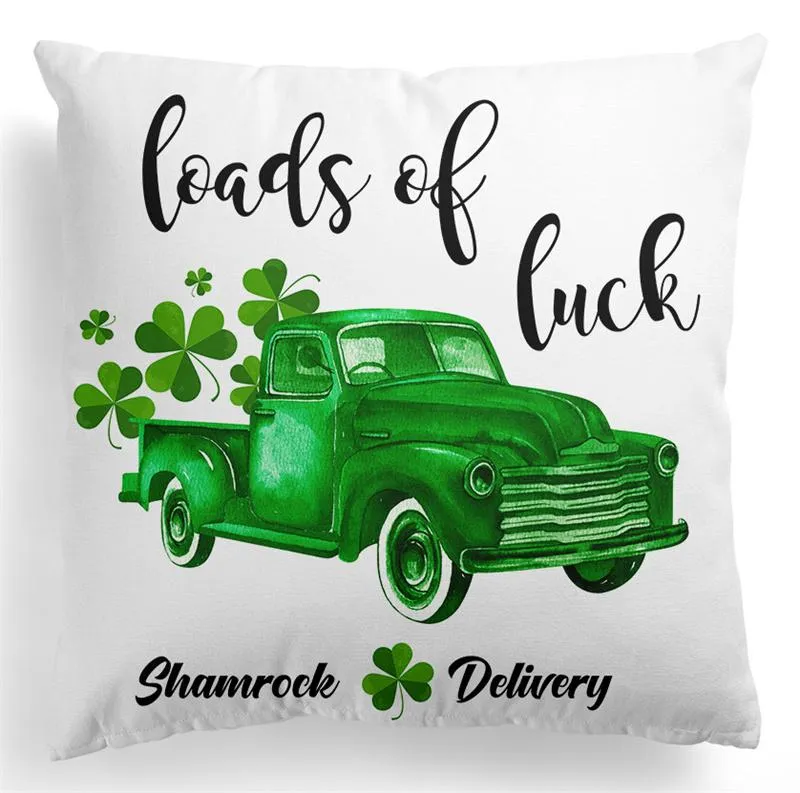 St. Patrick`s Day Pillow Case 45*45cm Cotton Polyester Lucky Shamrock Clover Throw Pillowcase Irish Festival Home Decor