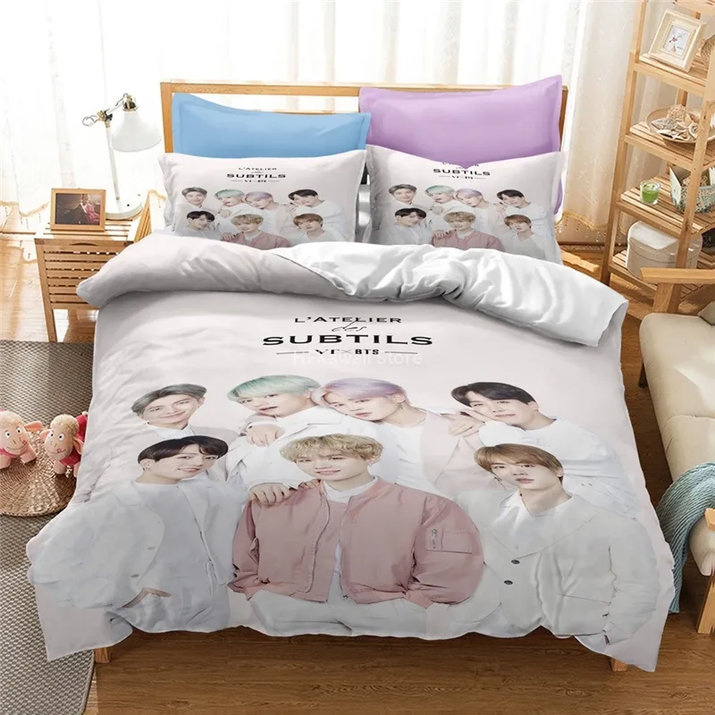 Popular Bangtan Boys Impresso Kitding Mapa da Soul7 Álbum Duvet Cover Bed Roupa de cama Set Roupa de cama Double King Size C0223