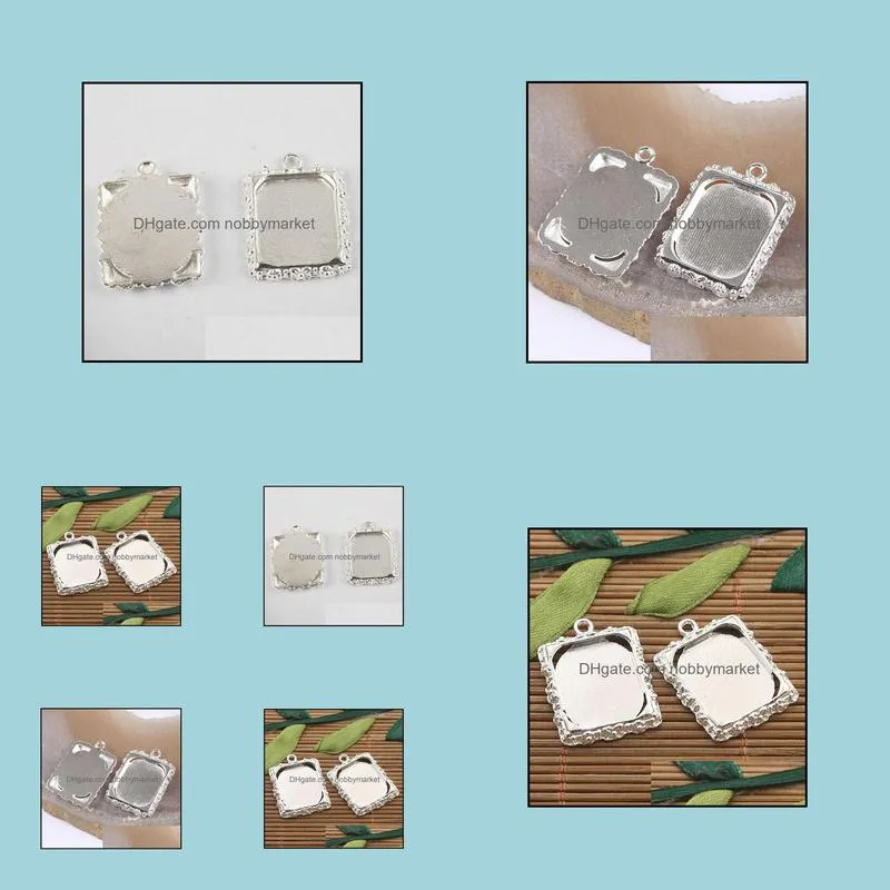 15pcs silver tone picture frame charm H3395