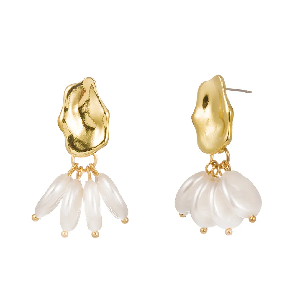 Dangle & Chandelier Natural Special-shaped Pure White Pearl Earrings For Women Exaggerated Design Jewelry Gold Special-shaped Earring Jewelry