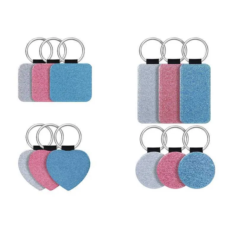 DIY Heat Transfer Keyring Set In 12 Pack Of 3 Glitter PU Leather