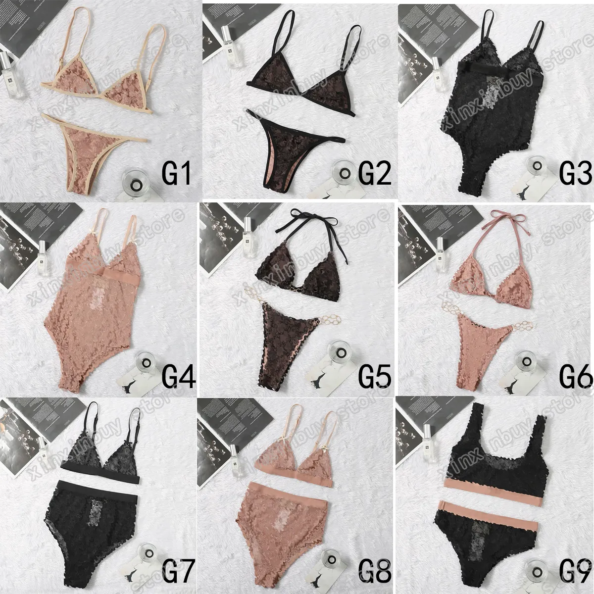 21ss Bikini italien printemps été nouvelle haute couture lettres en dentelle femmes maillots de bain hauts 010