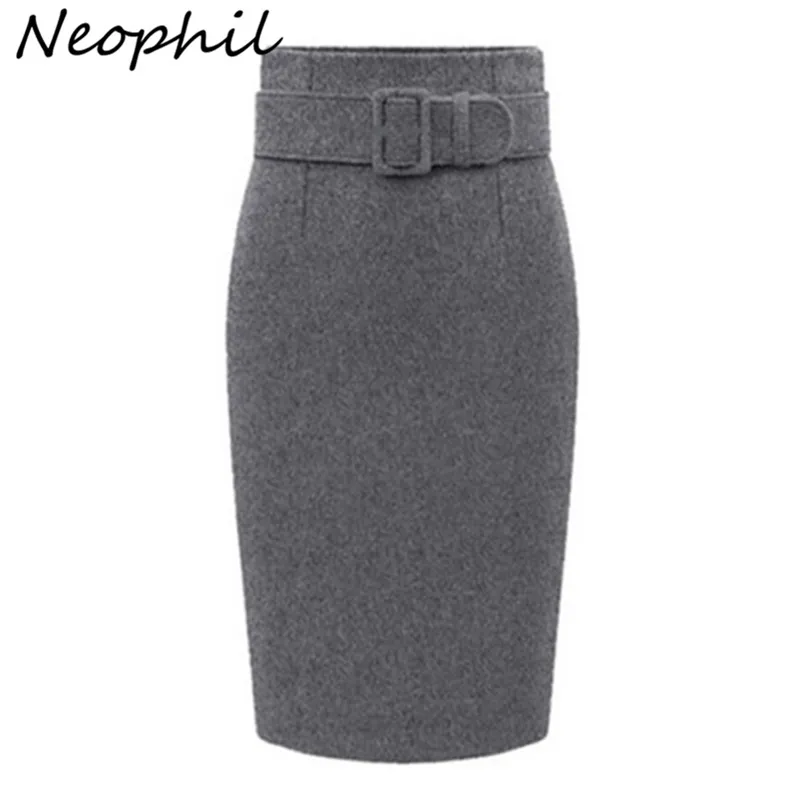 NEOPHIL WIVRE GREY GRIS DE LA LAINI EPAY MIDI JUPENS DE CRAYONS PLUS TAILLE FEMMES CASIEN MINIM SLIM SLIM GAZE BUREAU OUTER OUTER SAIAS S1205 210311