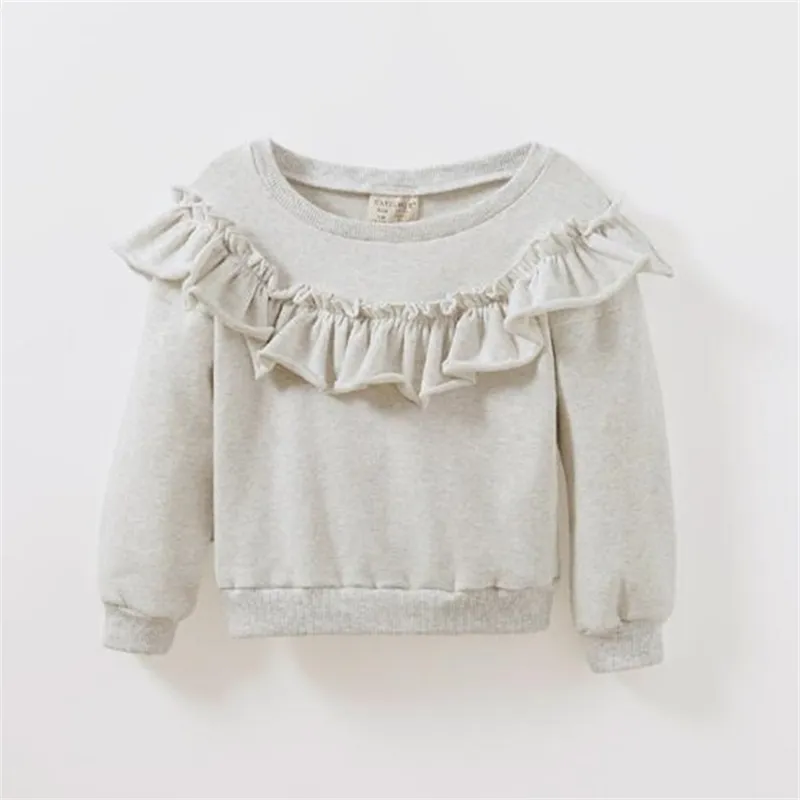 Autunno Neonate Camicetta a maniche lunghe 100% cotone Bambini di alta qualità Camicia per bambini Ragazze Ruffles Top Jumper per Toddler Girl 210306