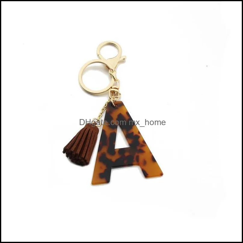 Letter Keychain Wholesale Trendy Initial Alphabet Leopard Letter Key Chain Accessories Tassel Keychain Bag Hanging Decoration