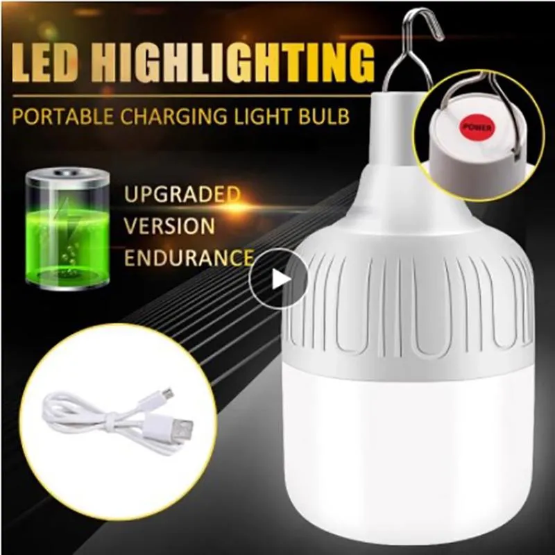 Emergency Lights USB RECHARGEABLE Glödlampa utomhus camping Dimble Portable Lantern BBQ Hanging Mobile Tools 40W Night