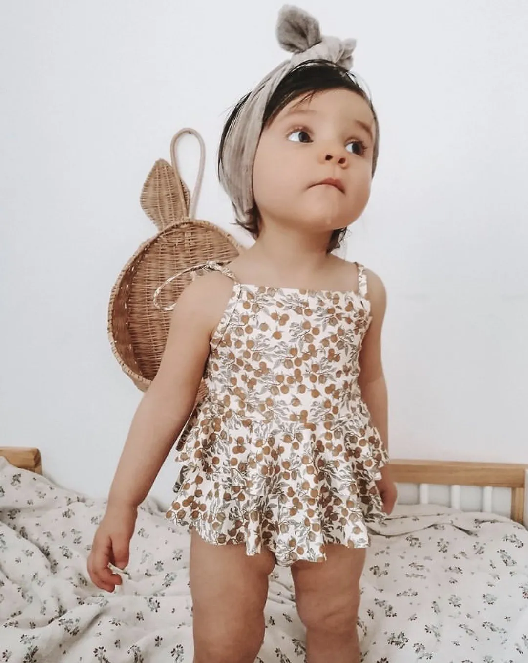 Australia Style INS Kid Girls Swimwear Floral Two Pieces with Hat Baby Toddler Boy Swimsuit Child Summer