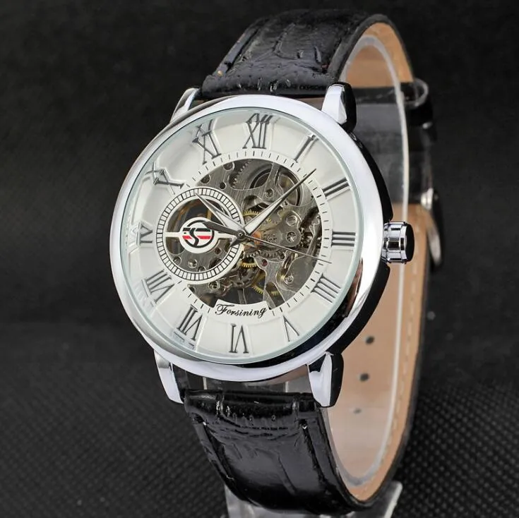 Top Sell ForsiNing Fashion Men Watchs Mens Hand Wind Mechanical Wistr Wrist pour les hommes For04-2