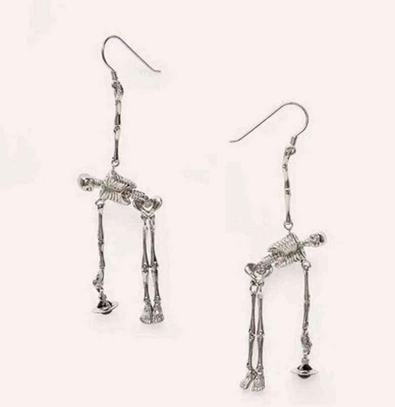 Punk Skeleton Bones Gothique Partie Mobile Spooky Drop Boucles D'oreilles Vintage Skeleton Skull Dangle Boucles D'oreilles pour Femmes Bijoux Cadeaux De Fête H1027