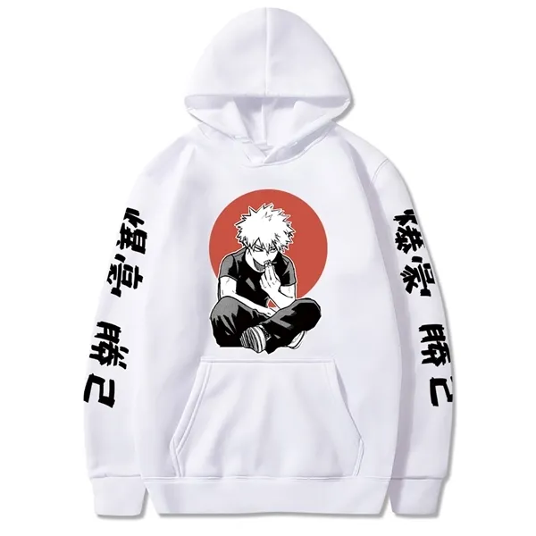 Anime My Hero Academia Bakugou Drukowane Streetwear Mężczyźni Bluzy Mężczyźni / Kobiety Bluzy Cartoon Casual Długim Rękawem Bluza Bluza Y0809