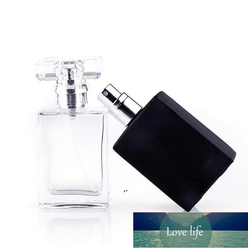 30 ml duidelijke matte zwarte glas parfum fles draagbare vierkante spray verstuiver flessen lege cosmetische containers voor reiziger owf7346