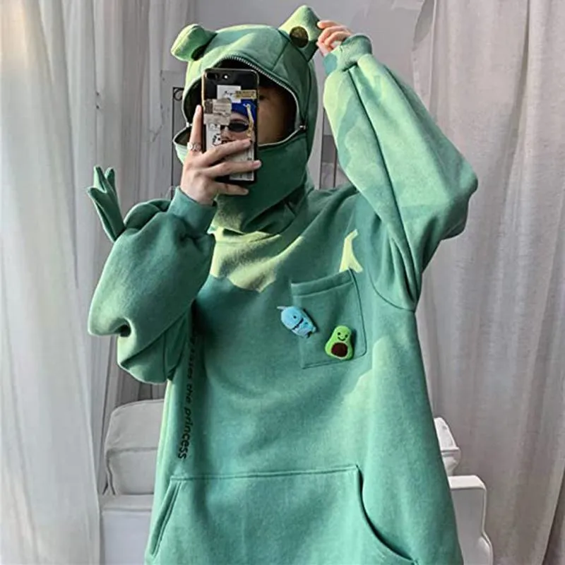 Plus Size Light Green Hoodie Womens With Creative Stitching Three Dimensional Frogs Pullover Pocket Zipper Hood And Moleton Design 35 From Tangculiyu 14.21 DHgate.Com