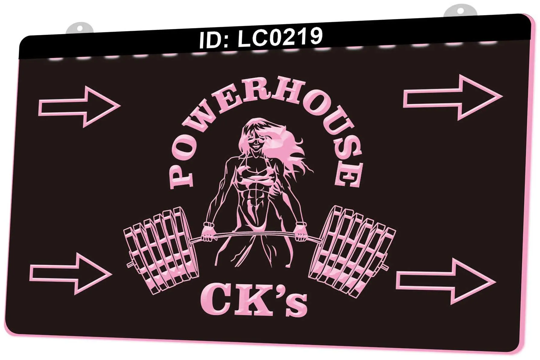 LC0219 Powerhouse Gewichtheben Fitness Frauen Lichtschild 3D-Gravur