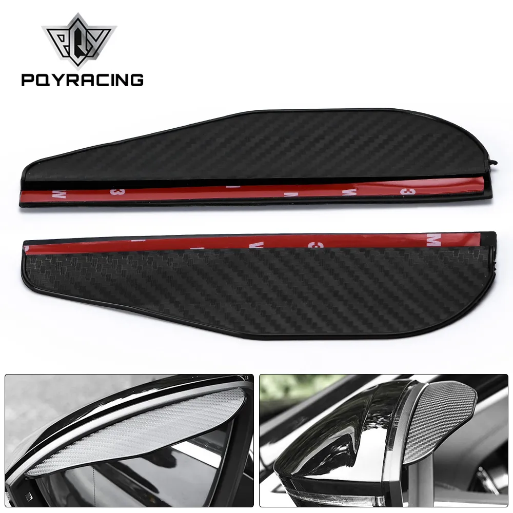 2 uds. Espejo retrovisor lateral para coche, visera para lluvia, visera con apariencia de fibra de carbono, parasol, protector contra la nieve, cubierta protectora contra el clima, accesorios para automóvil PQY-FBL08