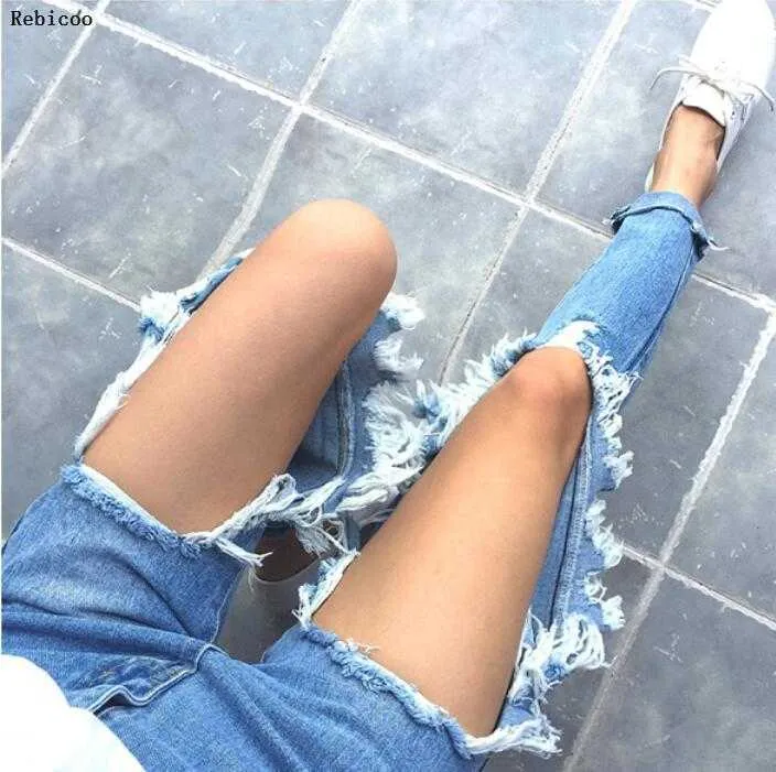 accelerator Sway let Summer Big Holes Jeans Women BF Style Ripped Jeans Cotton Denim Pants H0908  From Sihuai03, $13.47 | DHgate.Com