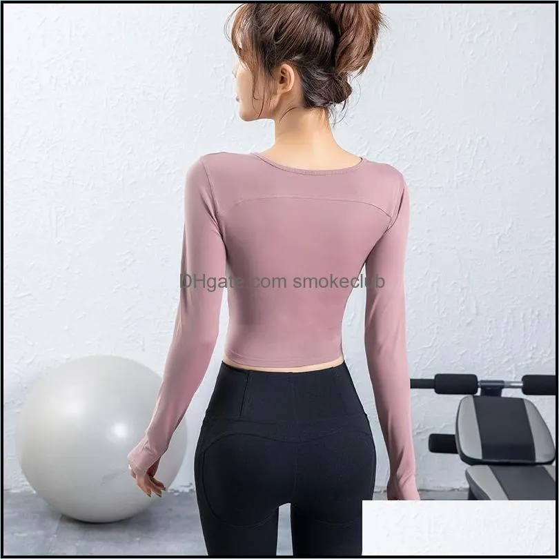 Yoga wear long-sleeved chest hollow top women`s new running quick-drying fitness clothes