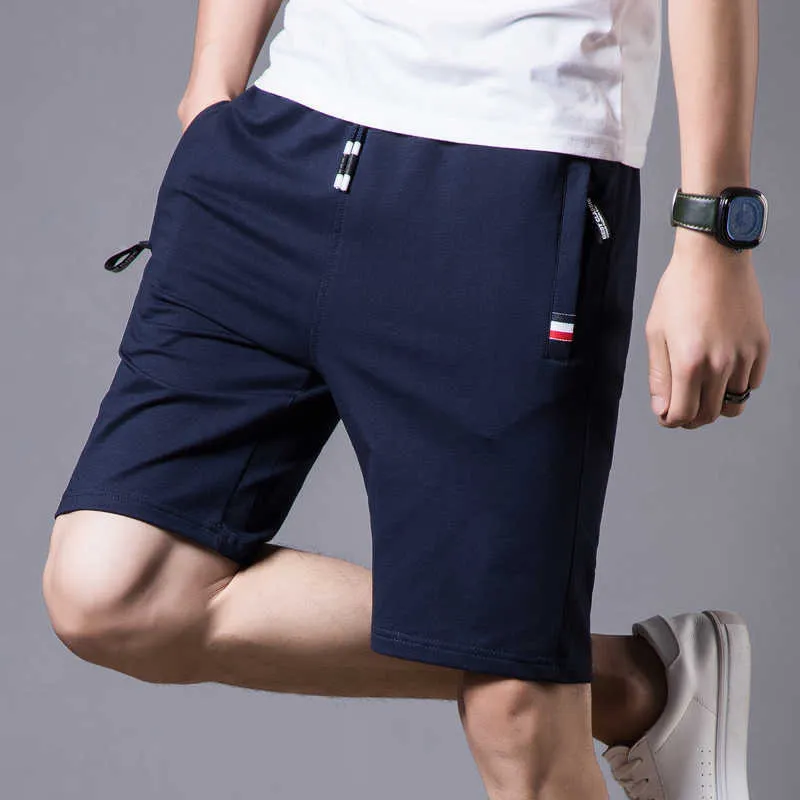 SHAN BAO Summer Lightweight Loose Straight Shorts Classic Style Elastic Waist Elastic Men's Brand Casual Shorts 210531