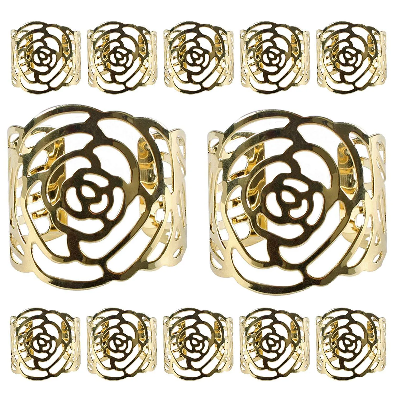 2021 Rose guardanapo anel de prata ouro rosa cor de ouro oco out guardanapo para decoração de mesa de casamento de festa