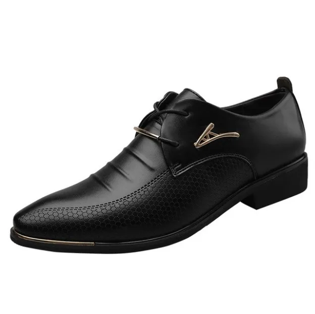 Klassisk Business Herrdesigner Klänning Skor Mode Elegant Formell Bröllop Slip On Office Läder Oxford Sko för Herr lyx Svart Brun Plus storlek 38-48