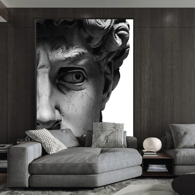Sculpture de tête de David en noir et blanc, affiches et imprimés nordiques, peintures sur toile d'art mural, images, décoration de la maison, salon