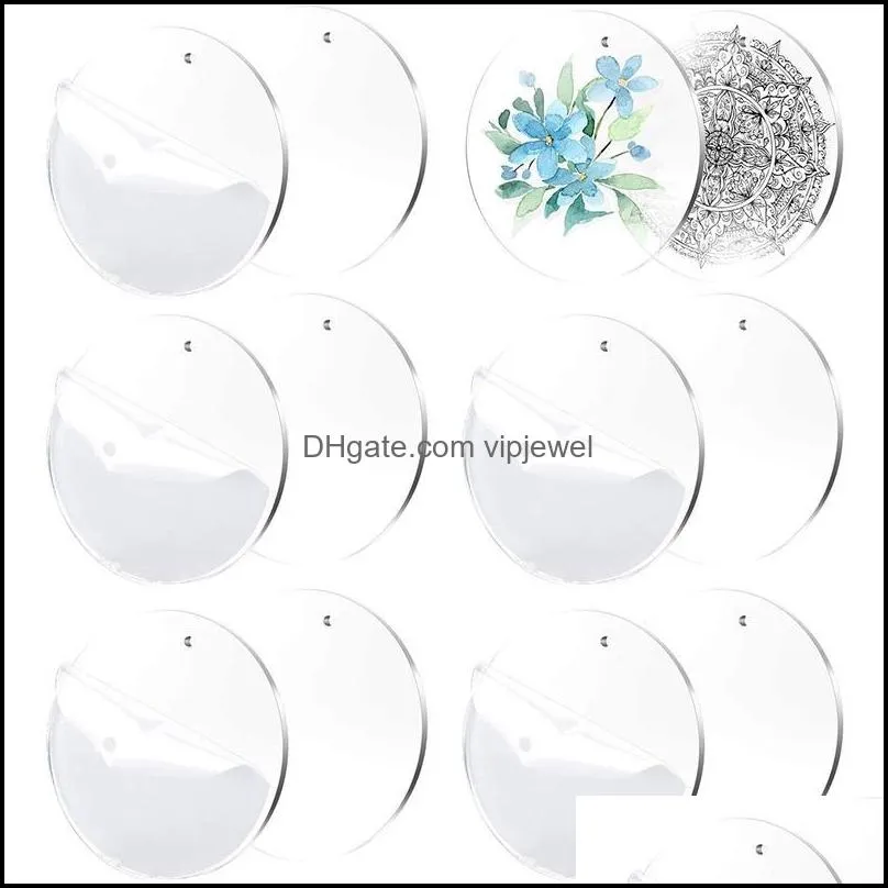 Keychains 100 Pieces 2 Inch Clear Acrylic Blanks With Hole,Durable Disc Perfect For DIY Crafts(1/8 Thick)