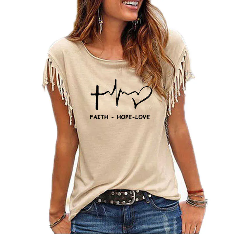 Faith Hope Love Christian Women T-shirt Ärmlös Casual Tshirt Summer Casual O-Neck bomull T-shirt Toppar x0628