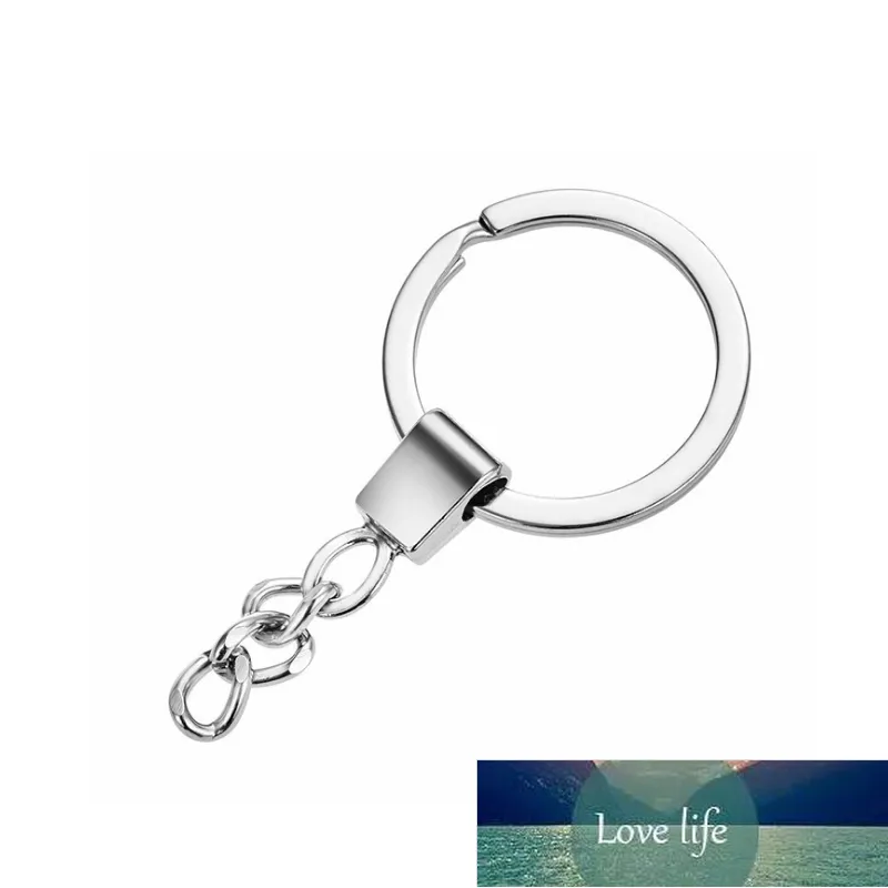 10pcs/lot Polished Silver Color 30mm Keyring Keychain Split Ring With Short  Chain Key Rings Women