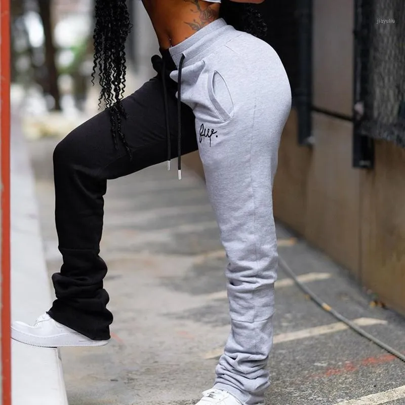 Two Tone Pants Women Casual Two Color Lady Joggers Stacking Trousers Fashion High Waist Drawstring Loose Female Womens Capris From 18 11 DHgate