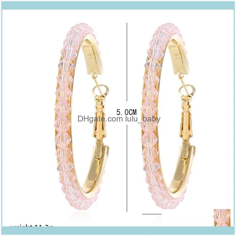 Boho Simulated Pearl Hoop Earrings For Women Hand Weave Crystal Beads Korean Statement Jewelry Bride Wedding & Huggie