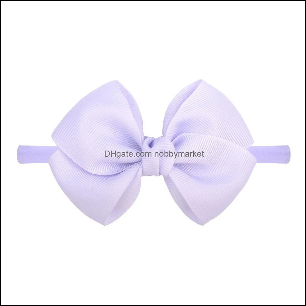 Kids Girls Solid Ribbon bow Hairband Elastic Nylon Headband Baby Girls Party Hair Bows Headbands Boutique Hair Accessories