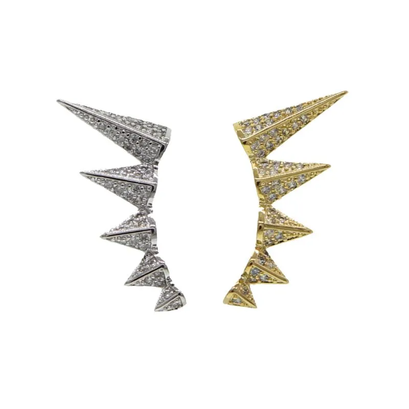 Stud Fashion Micro Pave Cz Spike Geometric Earrings For Women Punk Gold Silver Color Bead Rivet