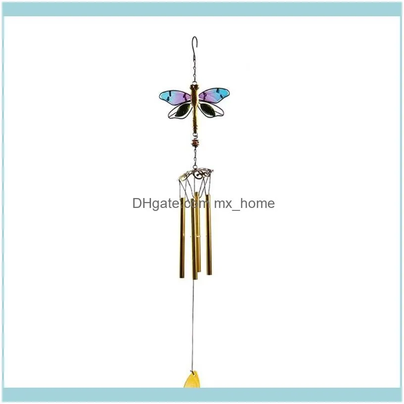 Metal Painted Bird Dragonfly Multi Tubes Wind Chimes For Outside Decoration Tuned Elegant Decor Soothing Melodic Garden Decorations