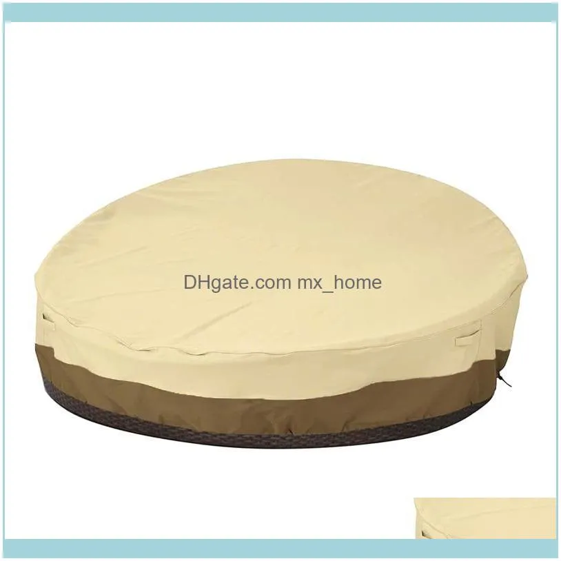 Round Patio Daybed Cover 420D Oxford Waterproof Rattan Garden Furniture With Storage Bag Outdoor Protective Shade