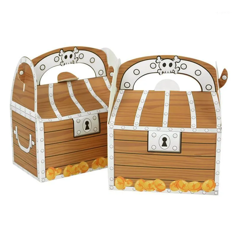 Confezione regalo 5 pezzi a tema pirata, tesoro, scatola di caramelle per bambini, ragazza, ragazzo, decorazione per feste di compleanno, forniture di Halloween