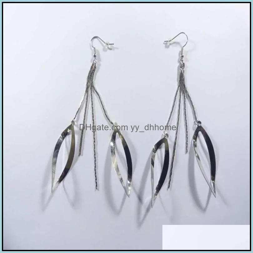 Women`s Earrings Dangle Tassel Long 2 Chain Hangers Peach-shaped Slices Ear Hook Earring