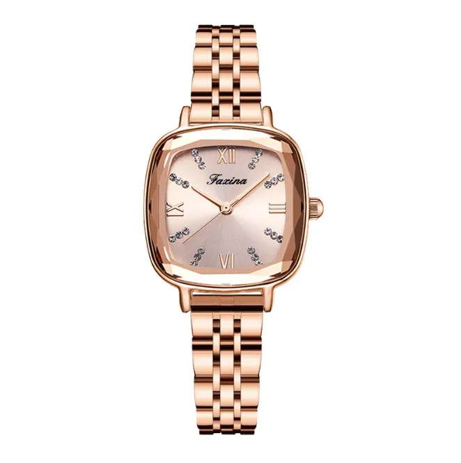 Retro Series watch Clever Freely Stainless Steel Band Quartz Womens Watches Square Dial Ladies Watch Brilliant Light Wristwatches