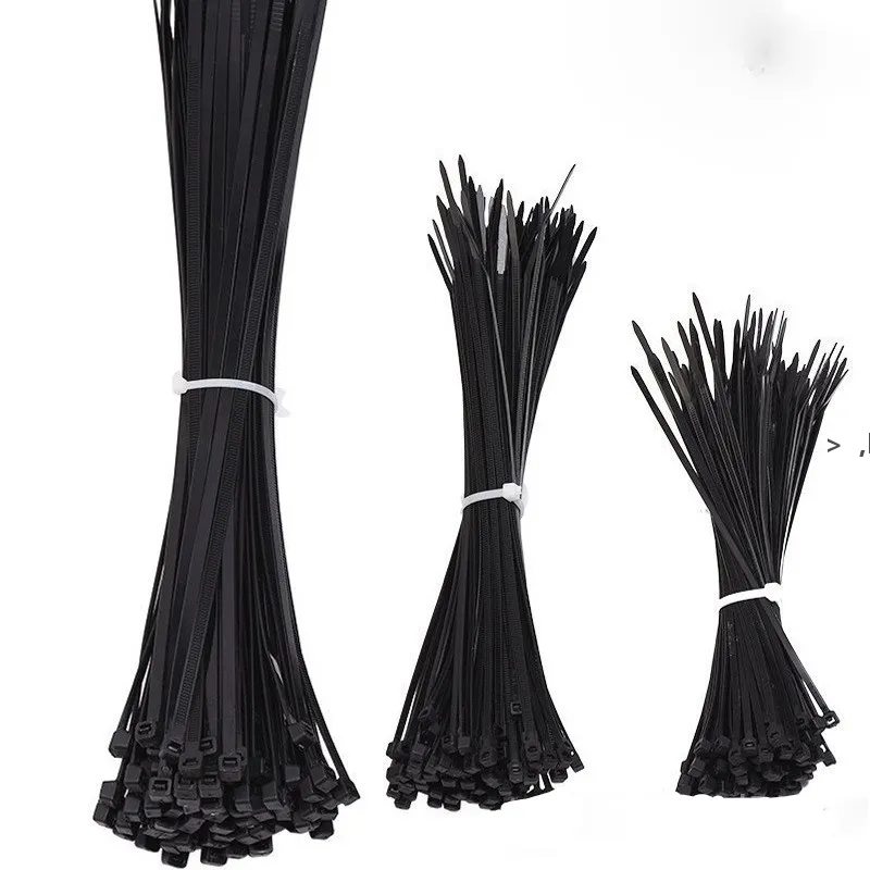 Schwarzes, selbstsicherndes, robustes Standard-Kabelbinder-Kabelbinder-Set aus Nylon, zum Befestigen von Kabelbindern für Zuhause und RRD11805