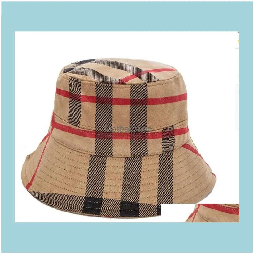 5color Bucket Hat Wide Brim Hats Suede Fabric Fashion Stripe Brand Designer Grid Women Nylon Autumn Spring Foldable Fisherman Sun Cap Travel Sunshade Drop