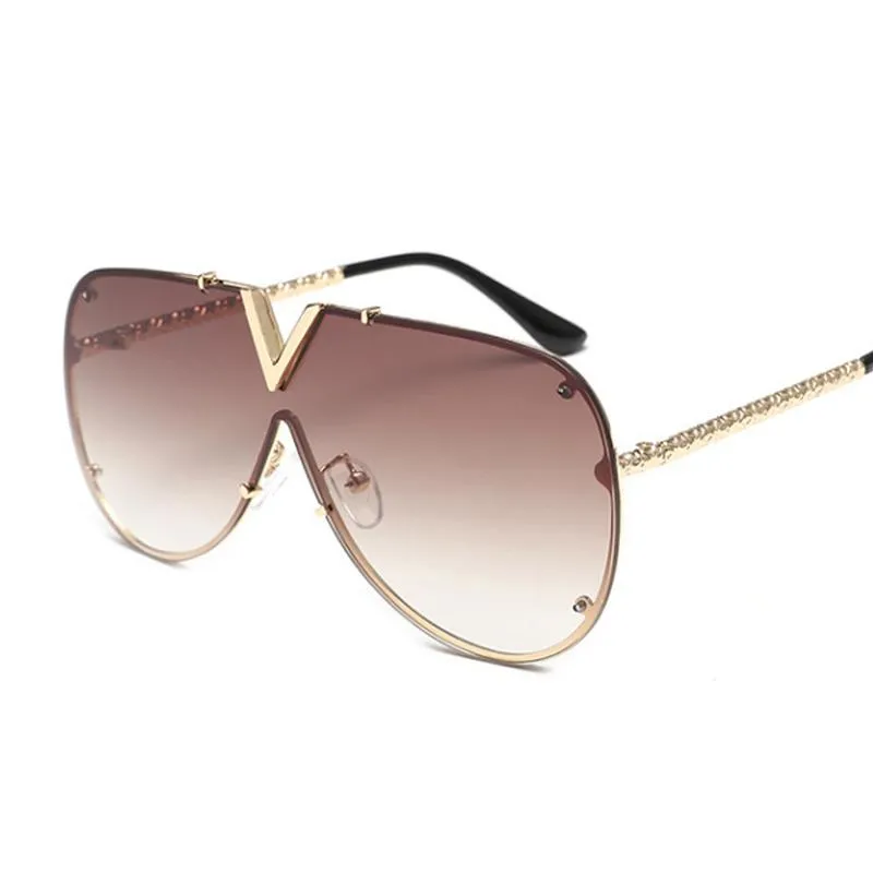 Sunglass Luxury Oversized Men Women 브랜드 디자이너 Sun Glasses For Female Male Metal Rimless Gradient