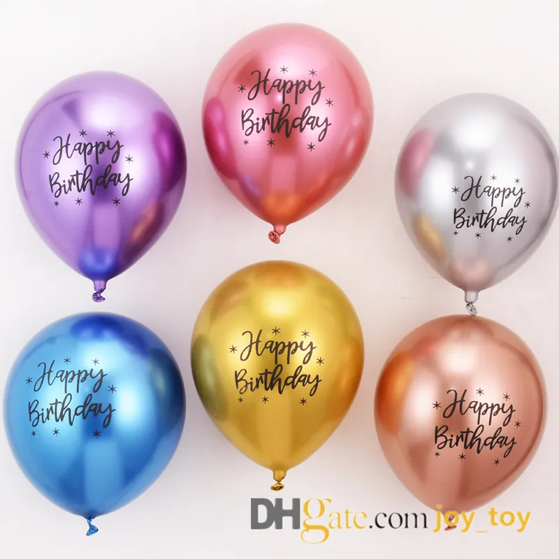 50 adet / paket 12 inç Mutlu Doğum Günü Krom Metalik Lateks Balonları Doğum Günü Partisi Kutlama Dekorasyon Kaynağı Için