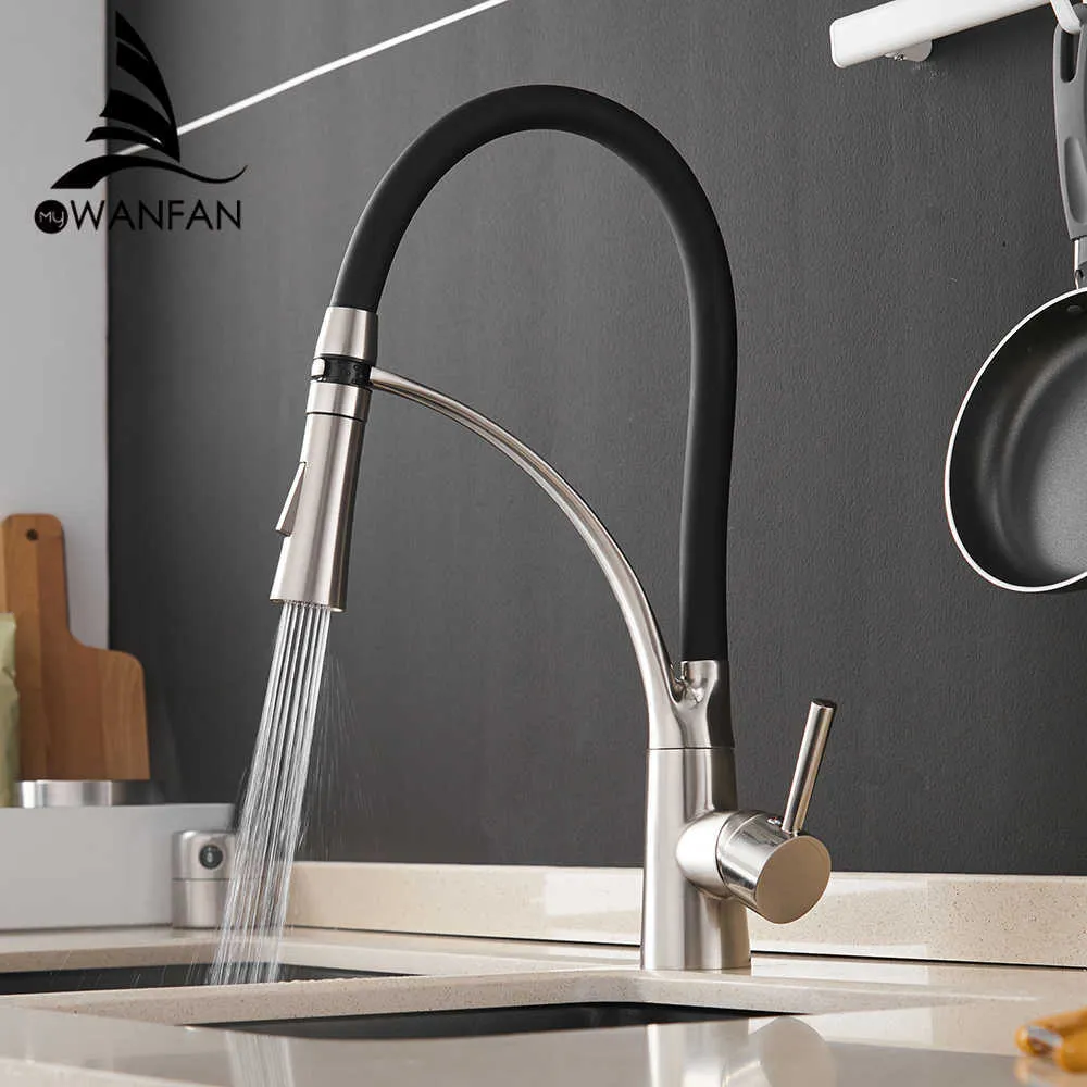 Mikser kuchenny LED Light Sink Faucet Mosiądz Szczotkowane Nickel Torneira Tap Kuchnia Kuchnia Bateria Zimna Montażowa Bateria Wanna Tap 7661 210724