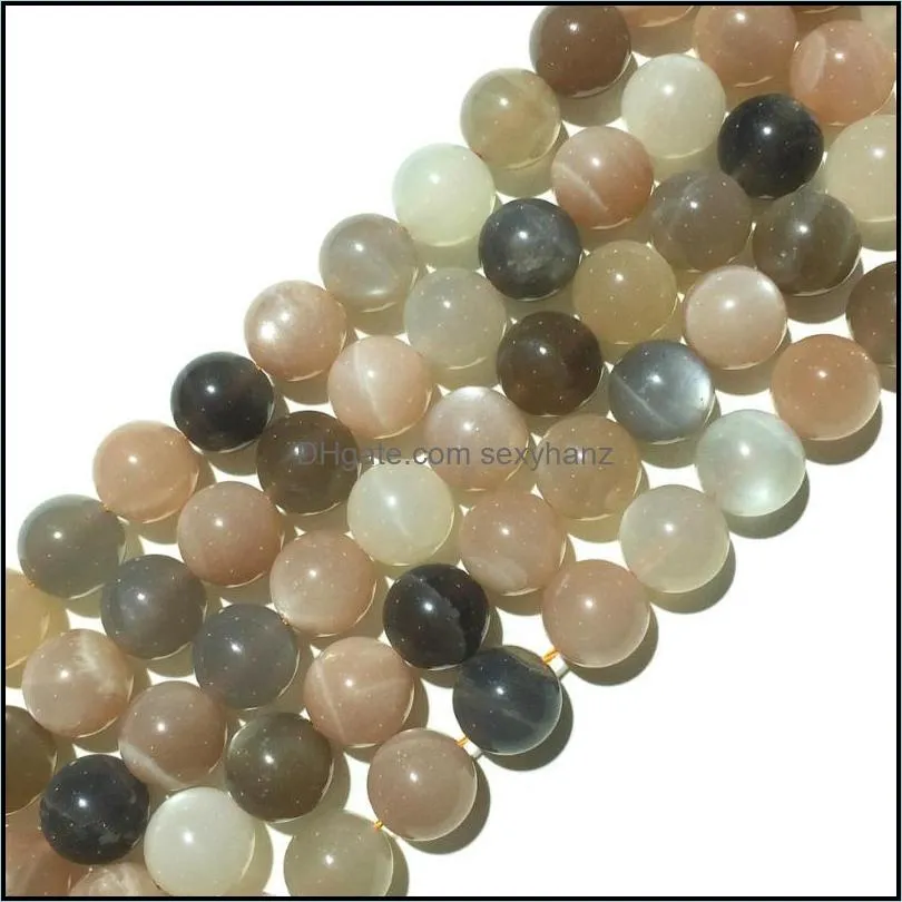 Other Factory Price Natural Multicolor Moonstone Round Loose Beads Healing Energy For DIY Necklace Bracelet Jewelry Making 6 8 10 12mm