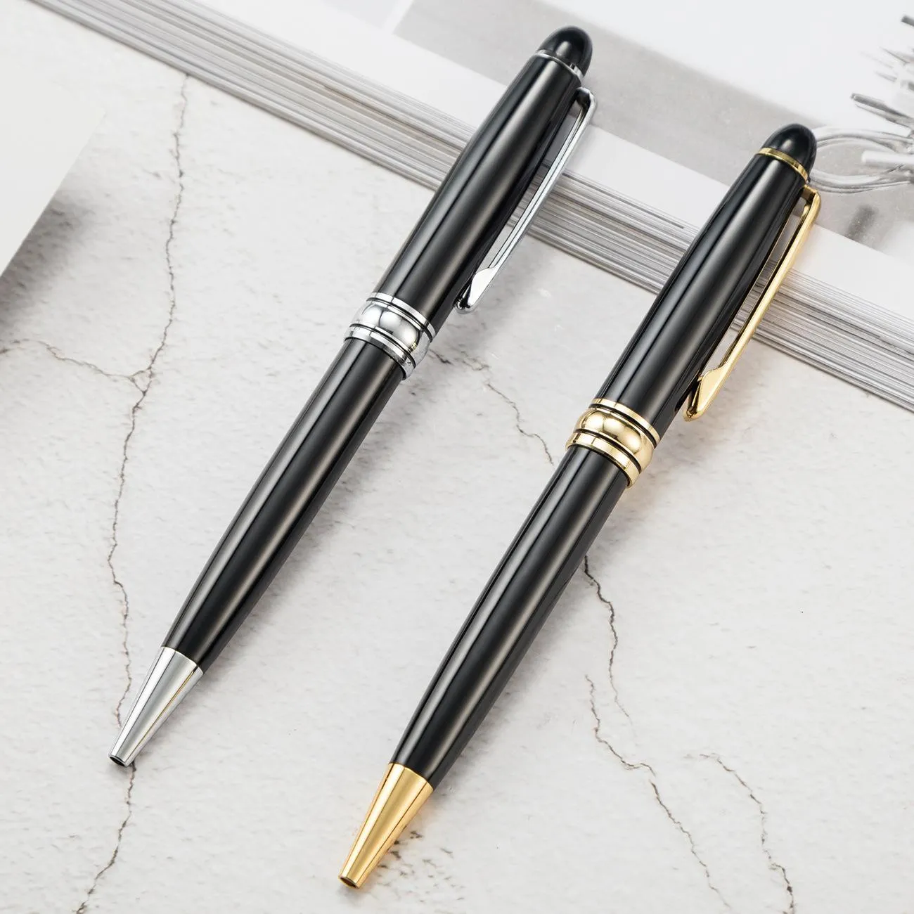 Metal Ballpoint Pen Black Neutral Business Signature Ballpoints Pennor Present Stroke Office Stationery Partihandel