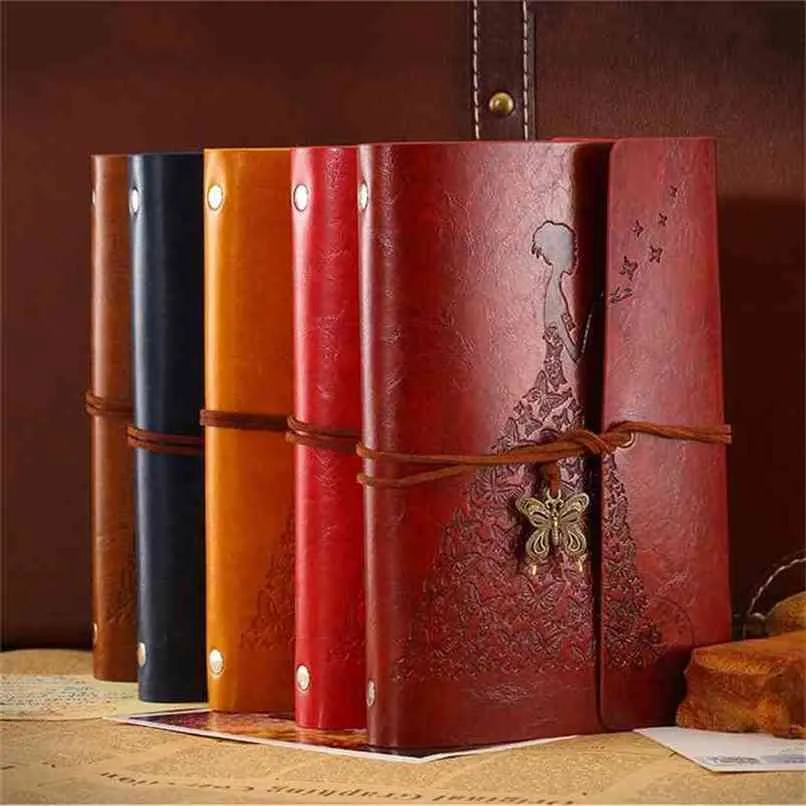 Travelers Notebook Diary Notepad Vintage literature PU a6 Leather Note Book Stationery Gift Traveler Journal planners 210611