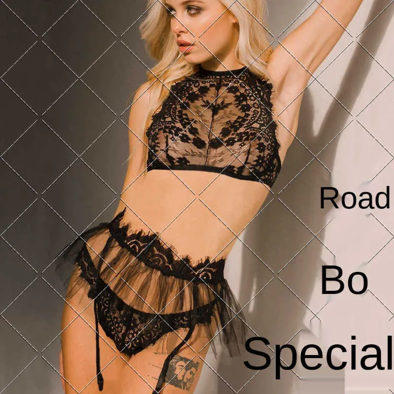 Lingerie Sexy Transparent Underwear High Elastic Thigh Sling Garter Hanging  Neck Eyelash Lace Bare Chest Bodice Clear Bra Sexi Y0911 From Mengqiqi05,  $16.27