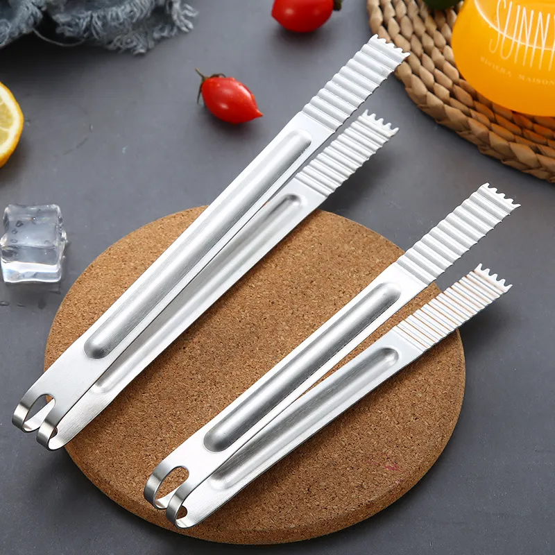 BBQ Verktyg Rostfritt stål Grillar Mat Tong Tillbehör Grill Lång Straight Clip Bakning Bröd Tongs Kök Matlagning Trädgård BH4765 TQQ