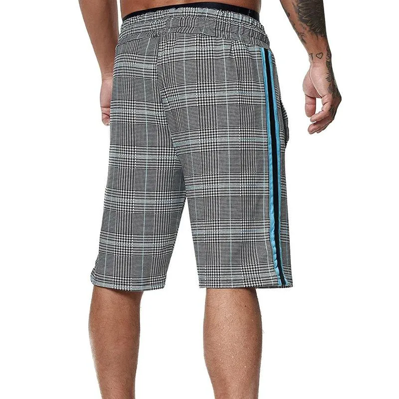 Mens plaid shorts with elastic waist cheap