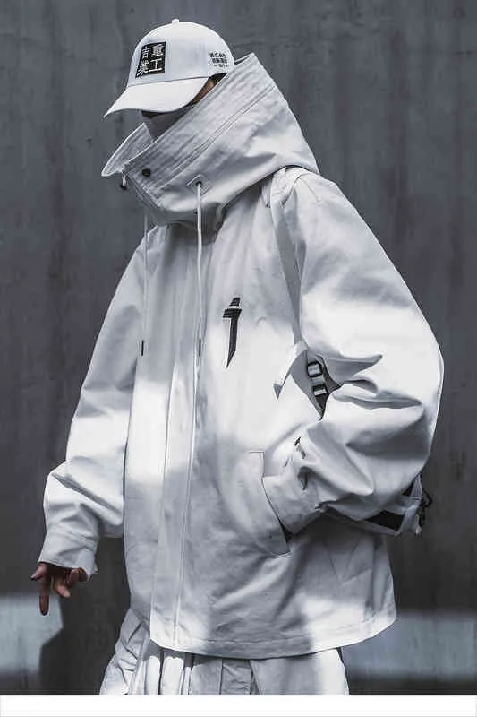 Men's Spring Fashion High Collar Hooded Work bomber